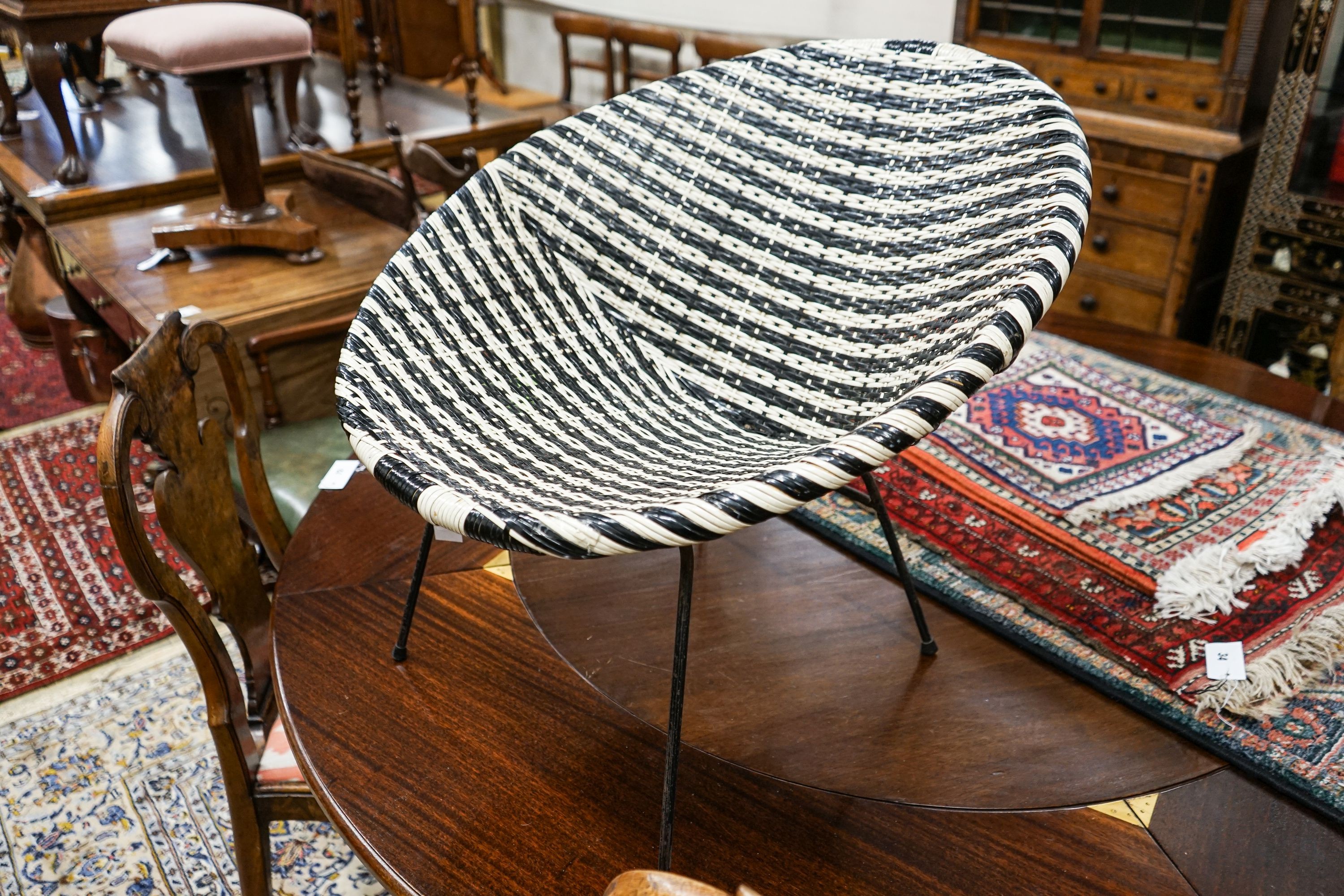 A 1960's woven chair, width 68cm, depth 48cm, height 64cm